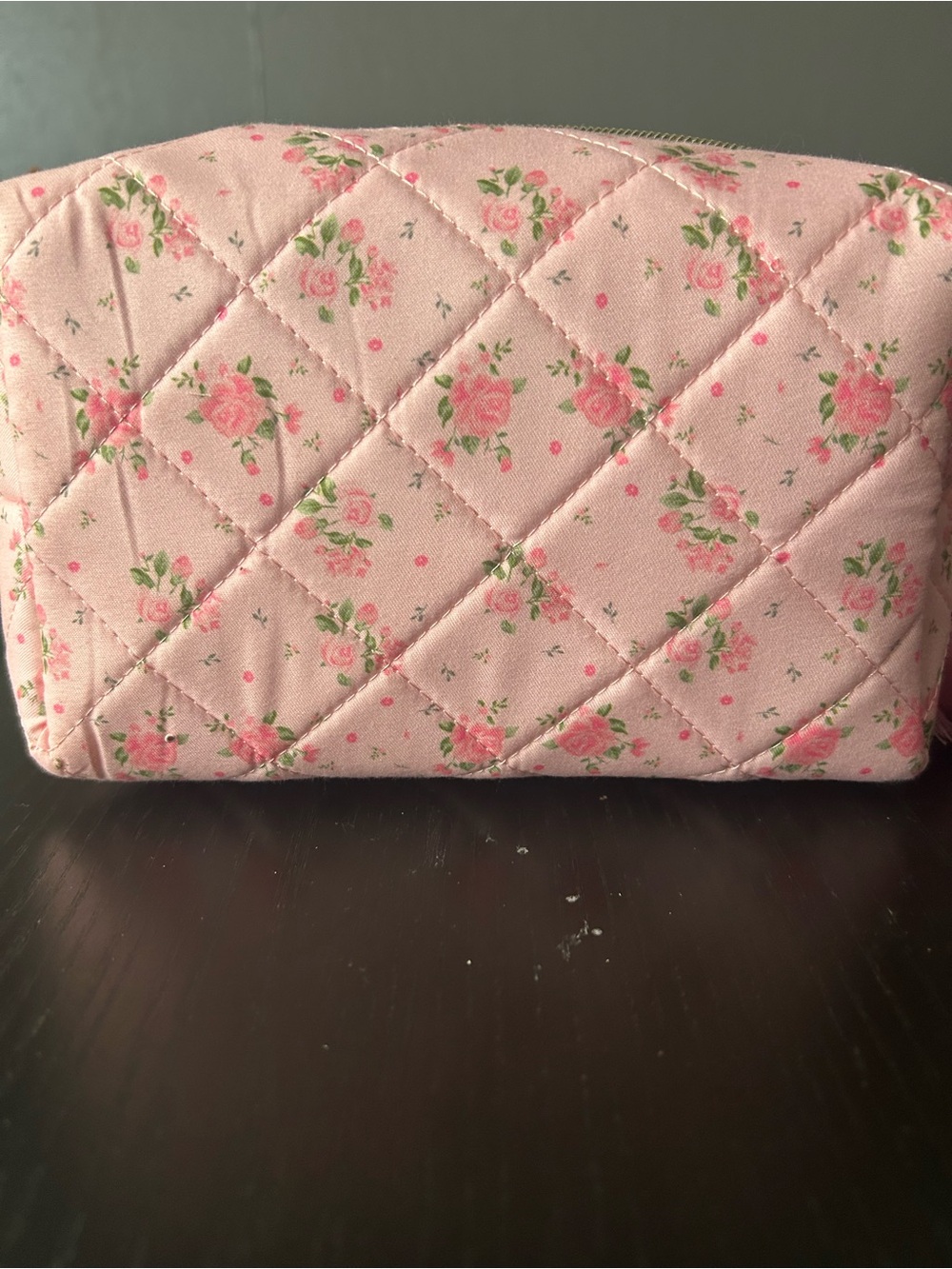 Pink Quilted Floral Cosmetic Bag / Makeup Pouch 🌸
